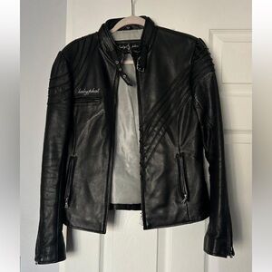 VTG Baby Phat Y2K SOFT Genuine Leather Feminine Moto Jacket Gathered Shoulder M